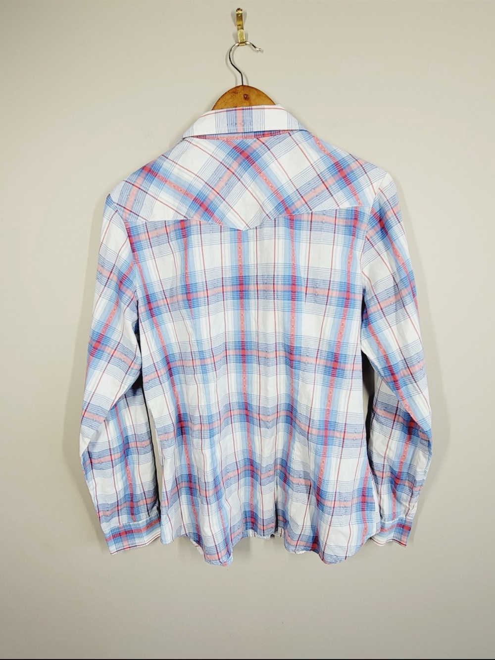 Roper Blue & Red Plaid Button-Up Shirt, Size Large - Picture 3 of 4
